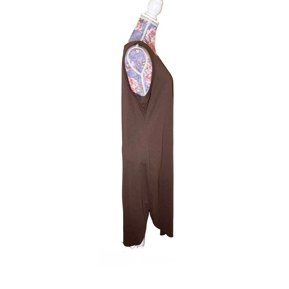 Sonoma Goods For Life Brown V-Neck Sleeveless Midi T-Shirt Dress‎ Size L
